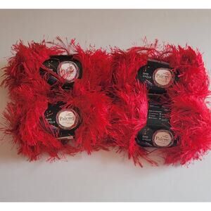 Palette Collection Fringy Series 014 Yarn Lot of 4 in Scarlet Eyelash Novelty